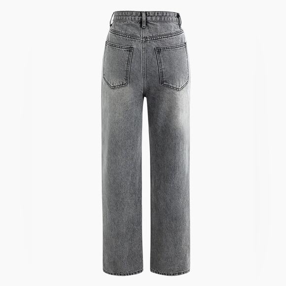 Micas Asymmetric Waist Straight Leg Denim Jeans L NWT - Picture 2 of 7